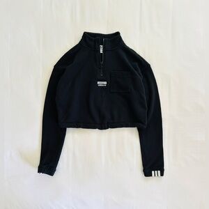 Adidas Black Cropped Quarter zip